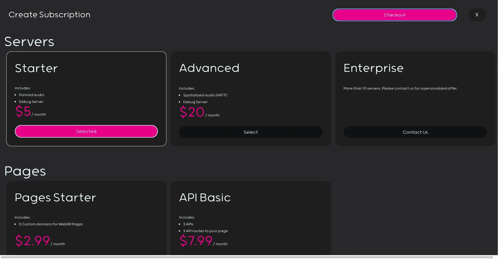 Screenshot: Create a new Subscription