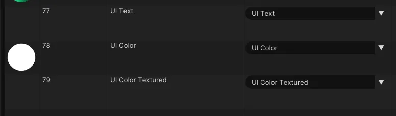 3 UI materials in the Resource panel