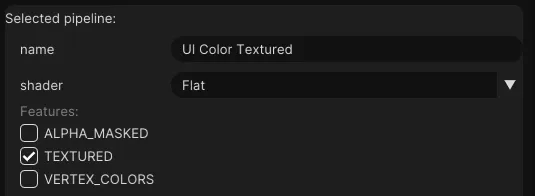Pipeline settings for the UI Color Textured Pipeline