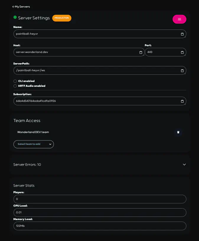 Multi-User Servers on Wonderland Cloud