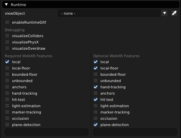 Screenshot: Getting Started - Plane Detection Setting