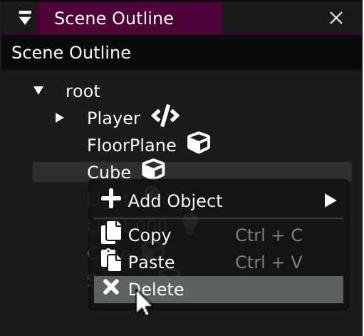 Screenshot: Getting Started - Delete Object