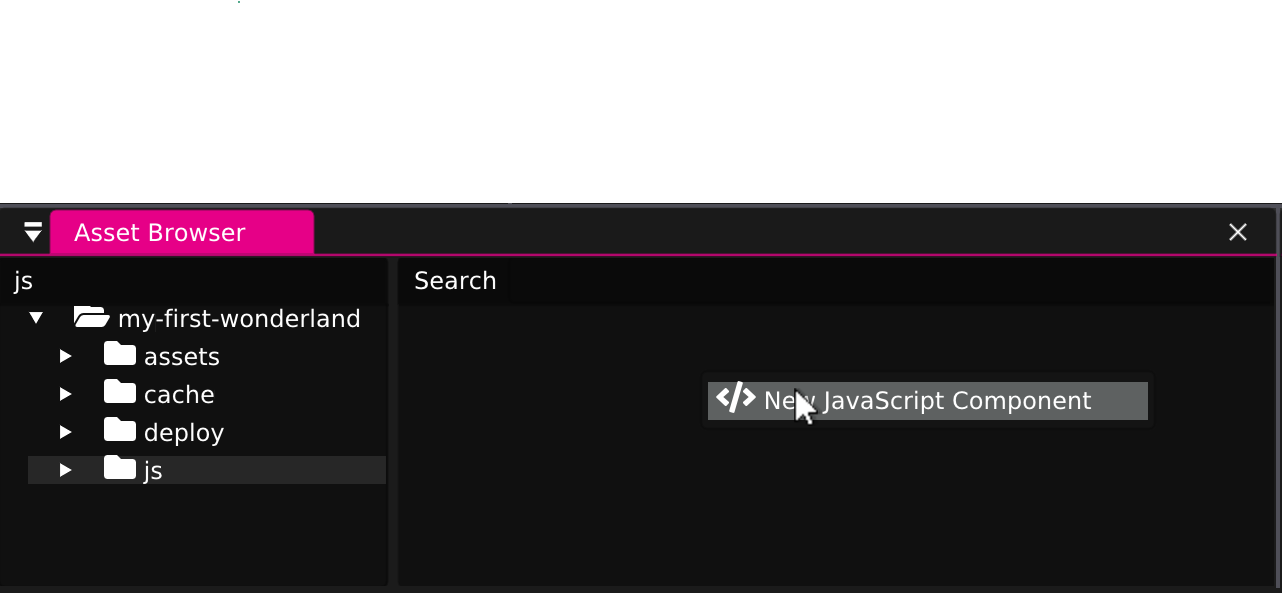 Sceenshot: Getting Started JS - Add Component