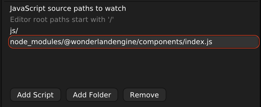 Example of missing components warning in Wonderland Engine