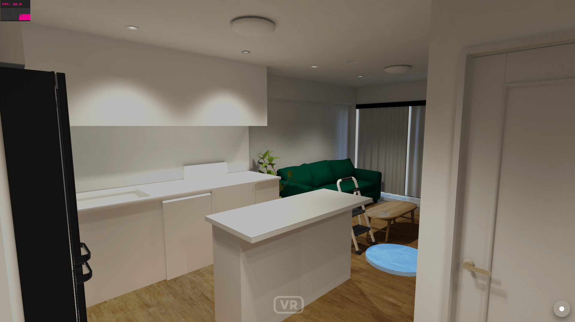 A screenshot from the Unity-to-Web case study, showing the final high-fidelity 3D scene of the XR training environment.