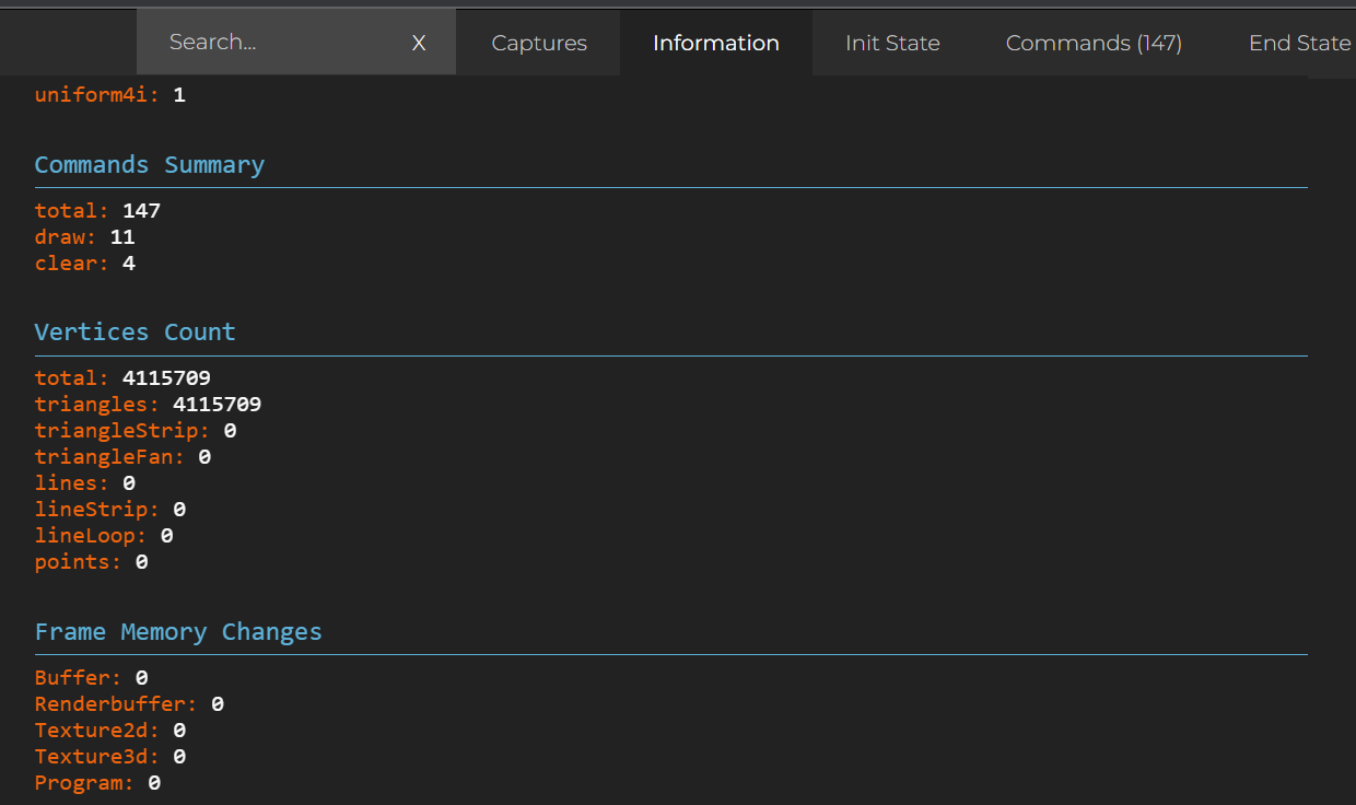 Spector.js Information Tab