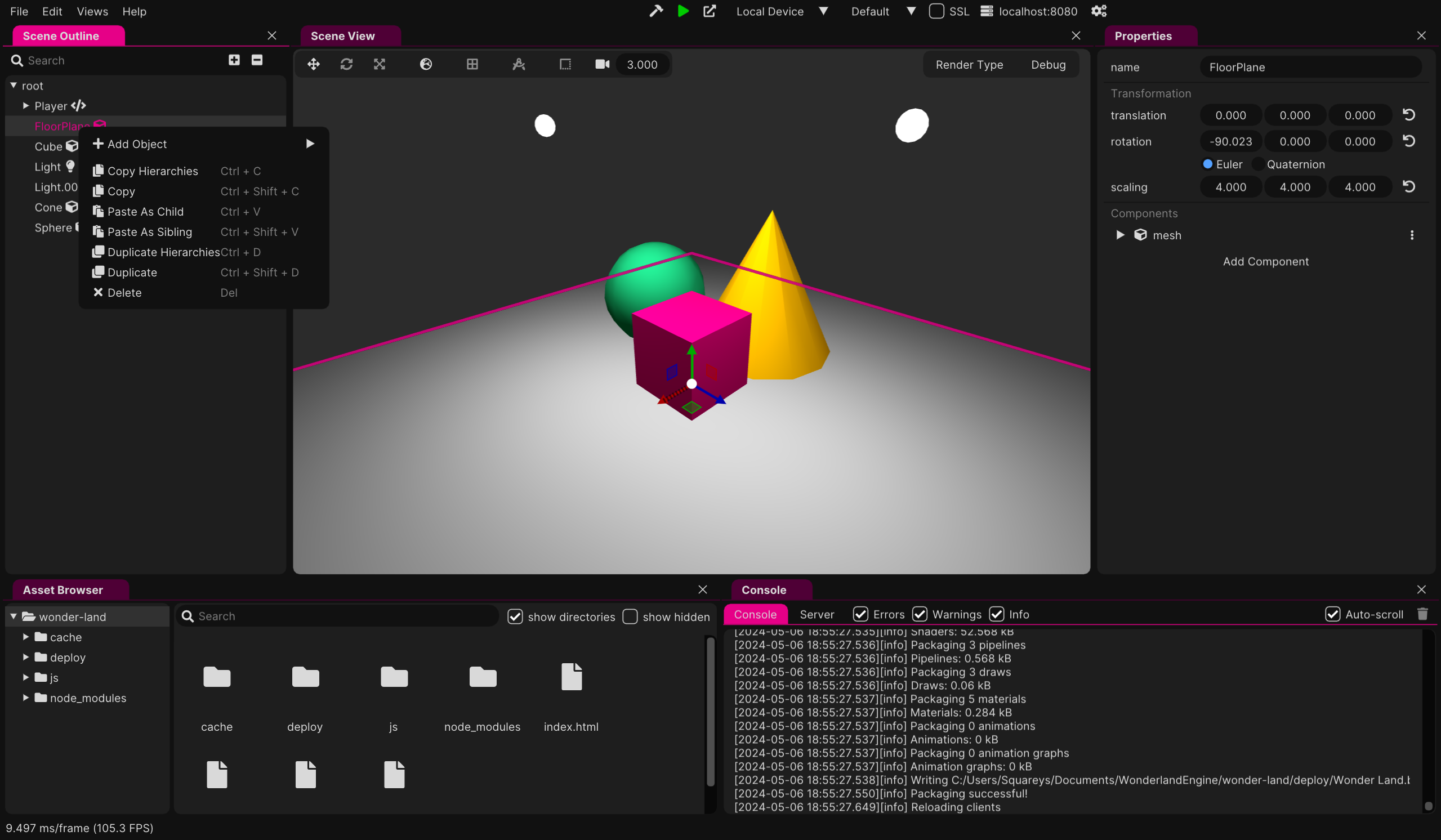 Screenshot: New Wonderland Editor UI